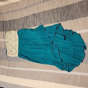 Turquoise and Lace Sleeveless Dress